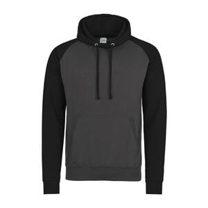 AWDIS JUST HOODS JH009 - Baseball Sweatshirt Charcoal/ Jet Black